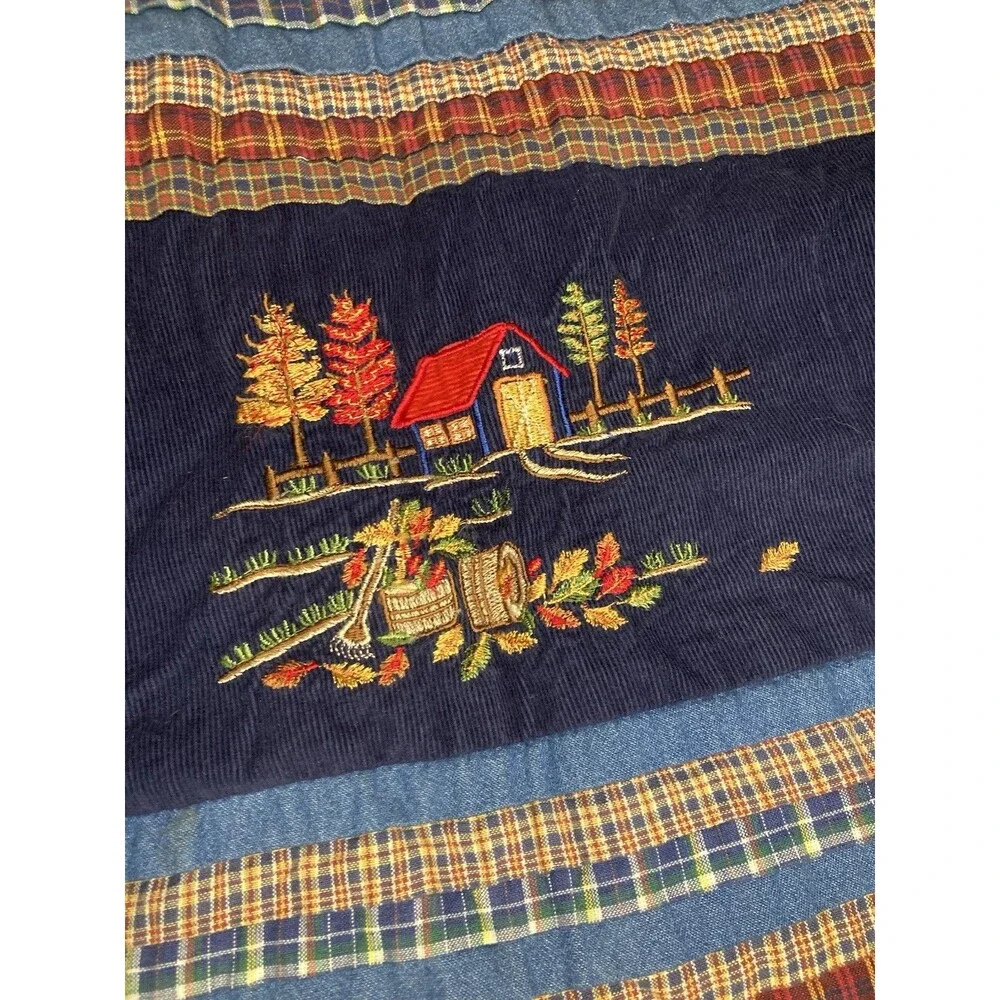 Vintage Patchwork Corduroy Vest XL/2X Embroidered Cabin Cottage Teacher Granny